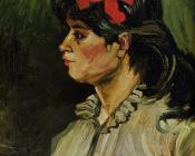 文森特 威廉 梵高 : 一个戴红丝带女人的肖像